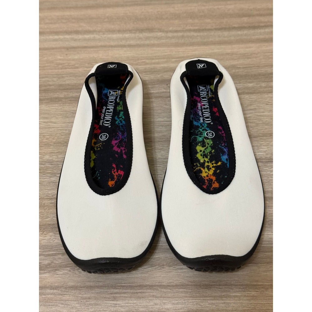 Arcopedico Women Ballet Flats 38 7.5 White Lytech Comfort Arch Support Travel - Picture 3 of 11